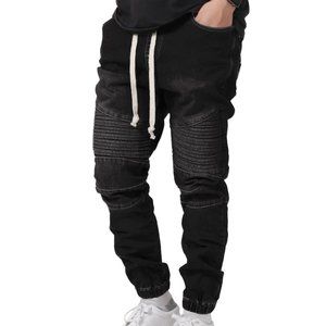 Men's Slim-Skinny Fit Motor Denim Joggers Black
